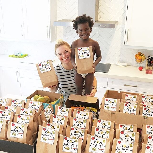 Vane won&rsquo;t stop taking her clothes off and our hair is bit undone, but that didn&rsquo;t keep us from having a fun morning packing up bagged lunches for foster youth in our community.
To all the foster families out there, thank you!! - from our