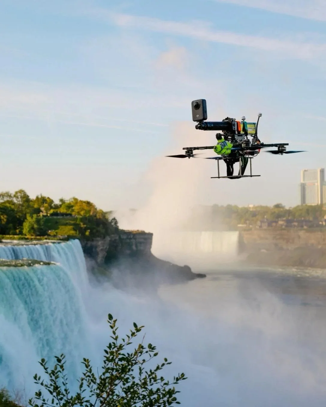 FPV drone pilot on film production set