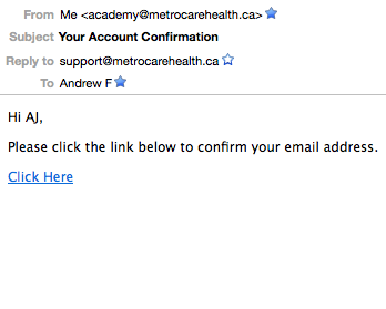 Sample Email confirmation