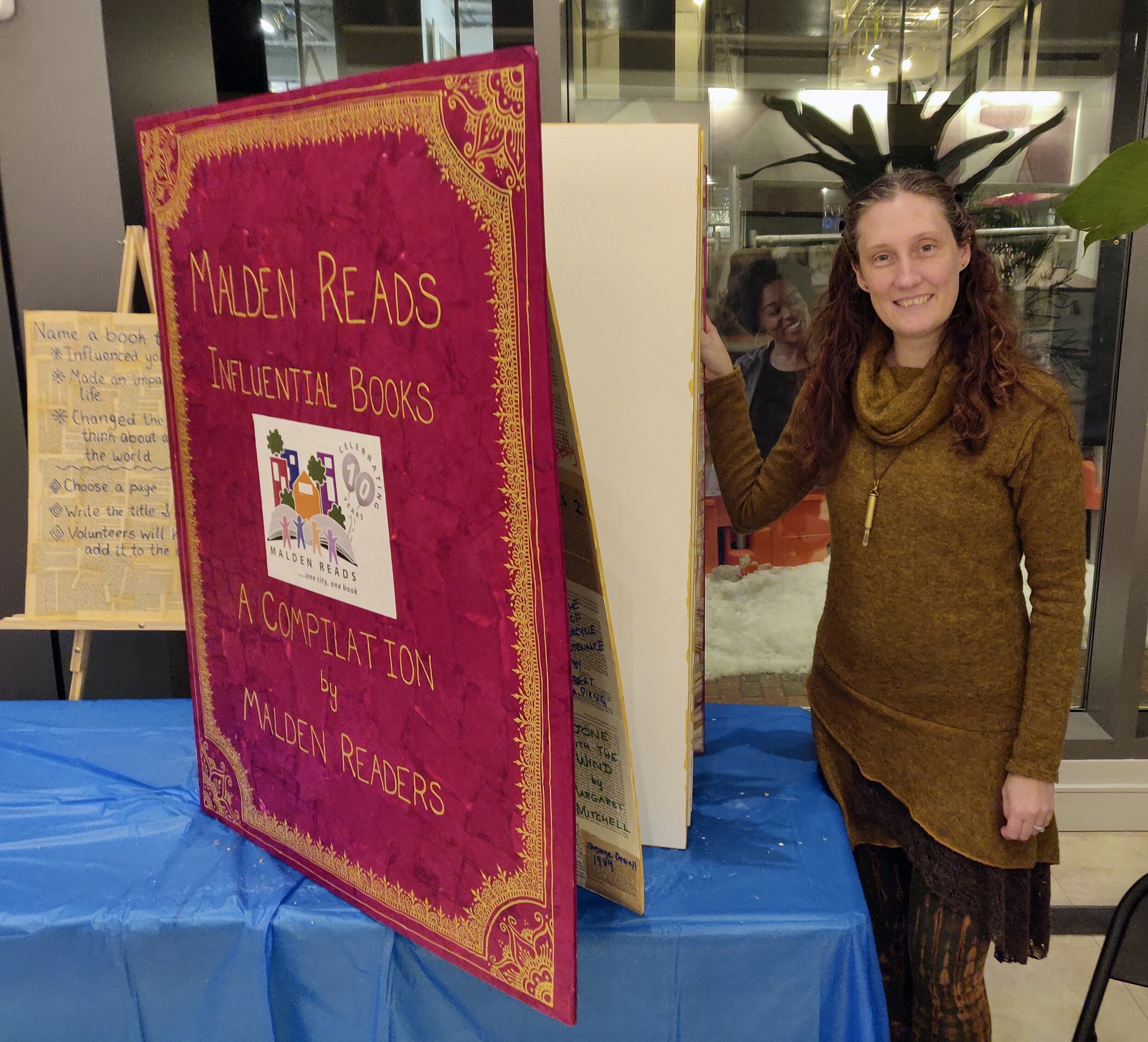  Malden Reads: Influential Books  Interactive participatory book sculpture 