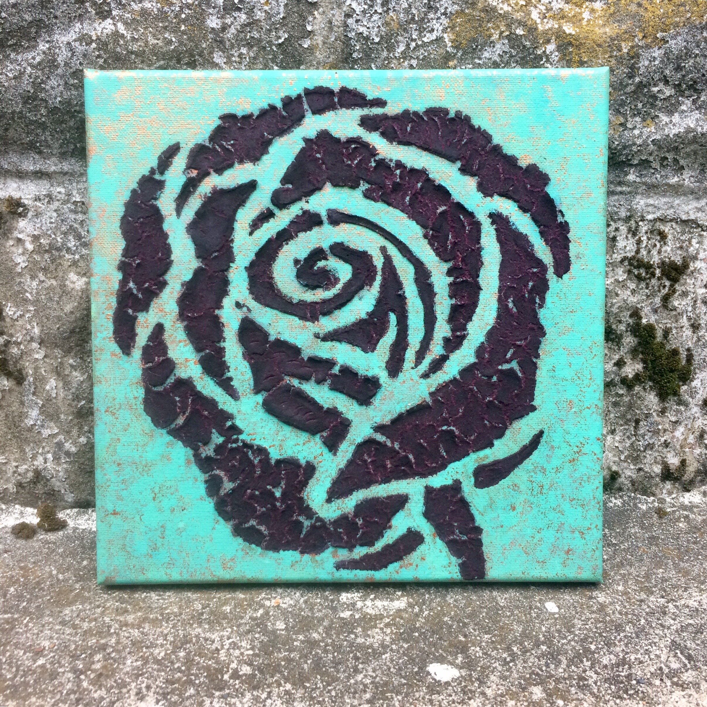  Rose  Acrylic and rose petal clay on canvas 