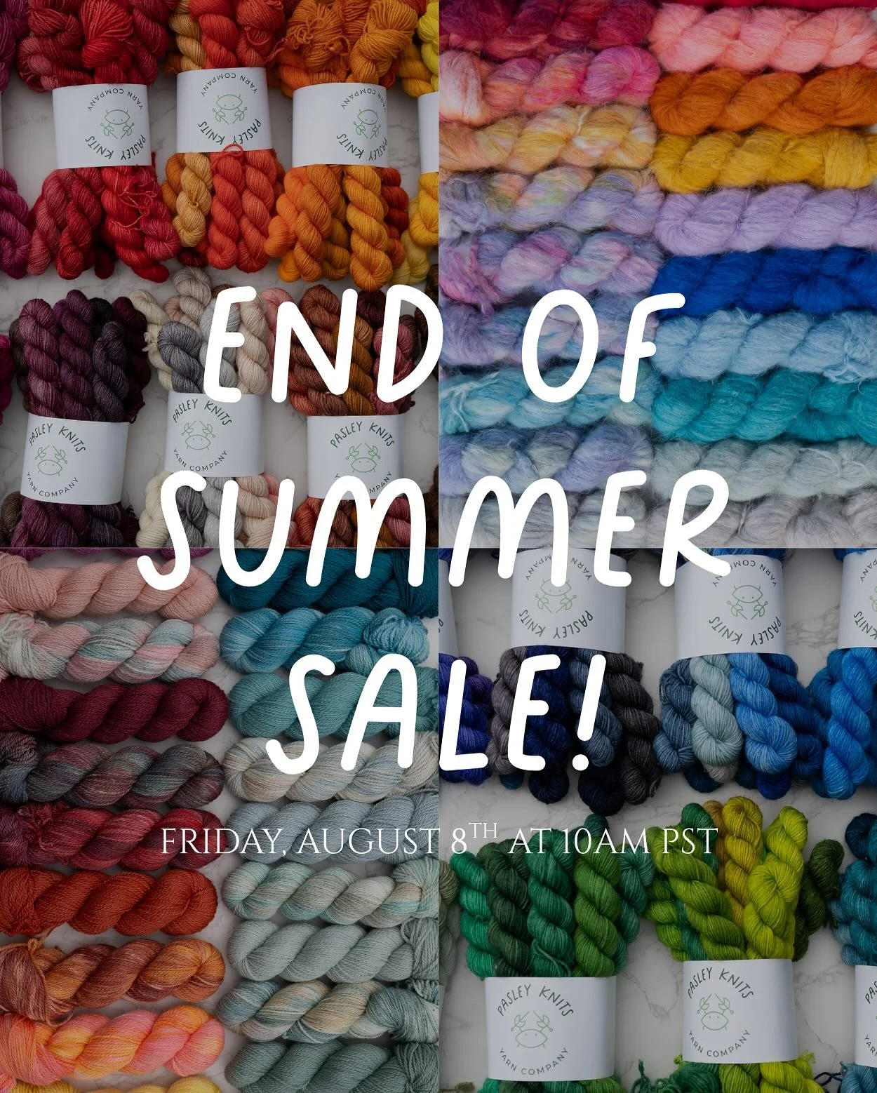 SURPRISE! We&rsquo;ve got a BIG OL&rsquo; UPDATE coming for y&rsquo;all this Friday!

We are desperate to clear out some space in the studio, so we&rsquo;re going to be doing a giant sale 👀

We&rsquo;ll be adding hundreds of skeins to the shop for y