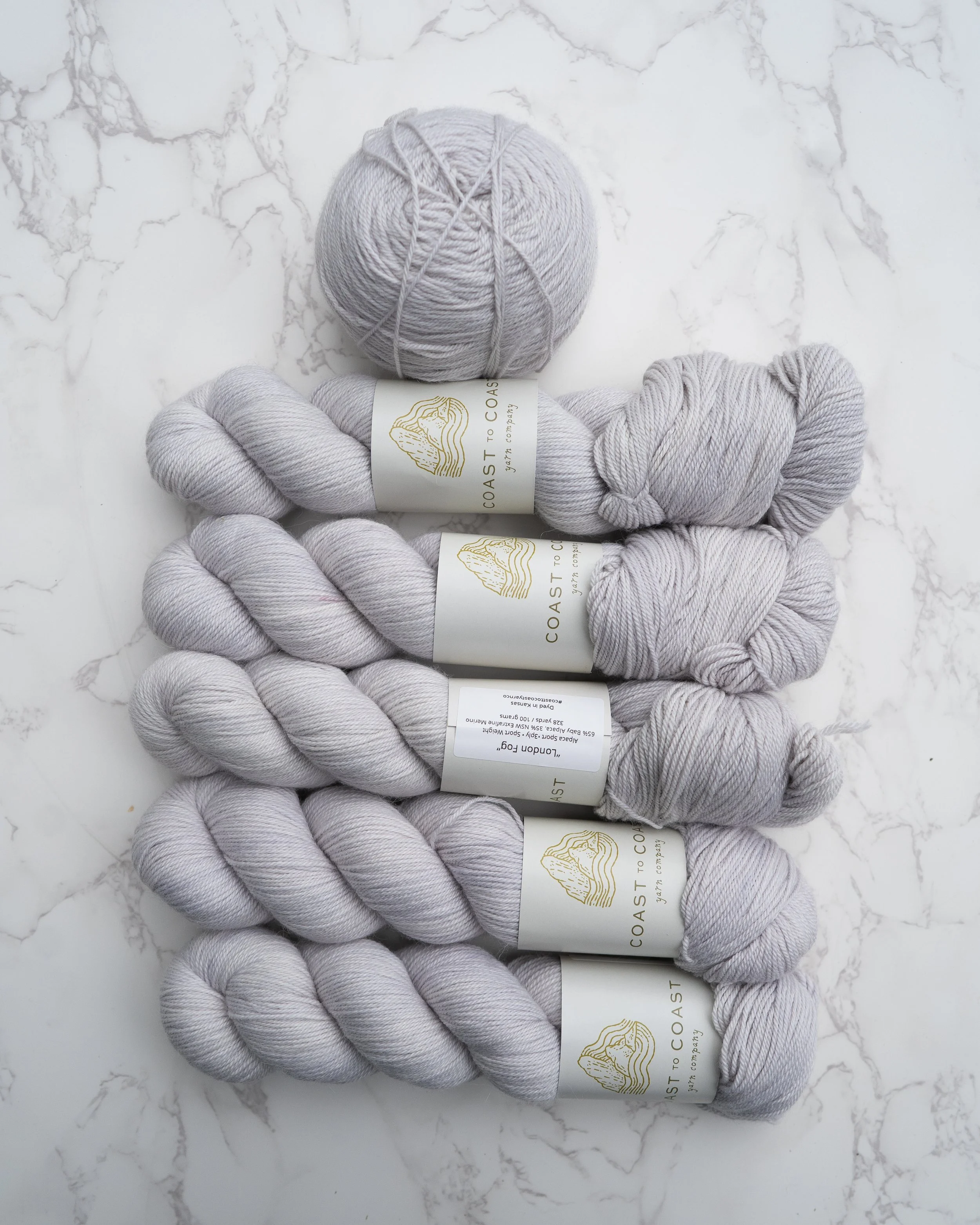 Coast To Coast Yarn Co - London Fog Alpaca Sport (5 skeins 1 full cake)