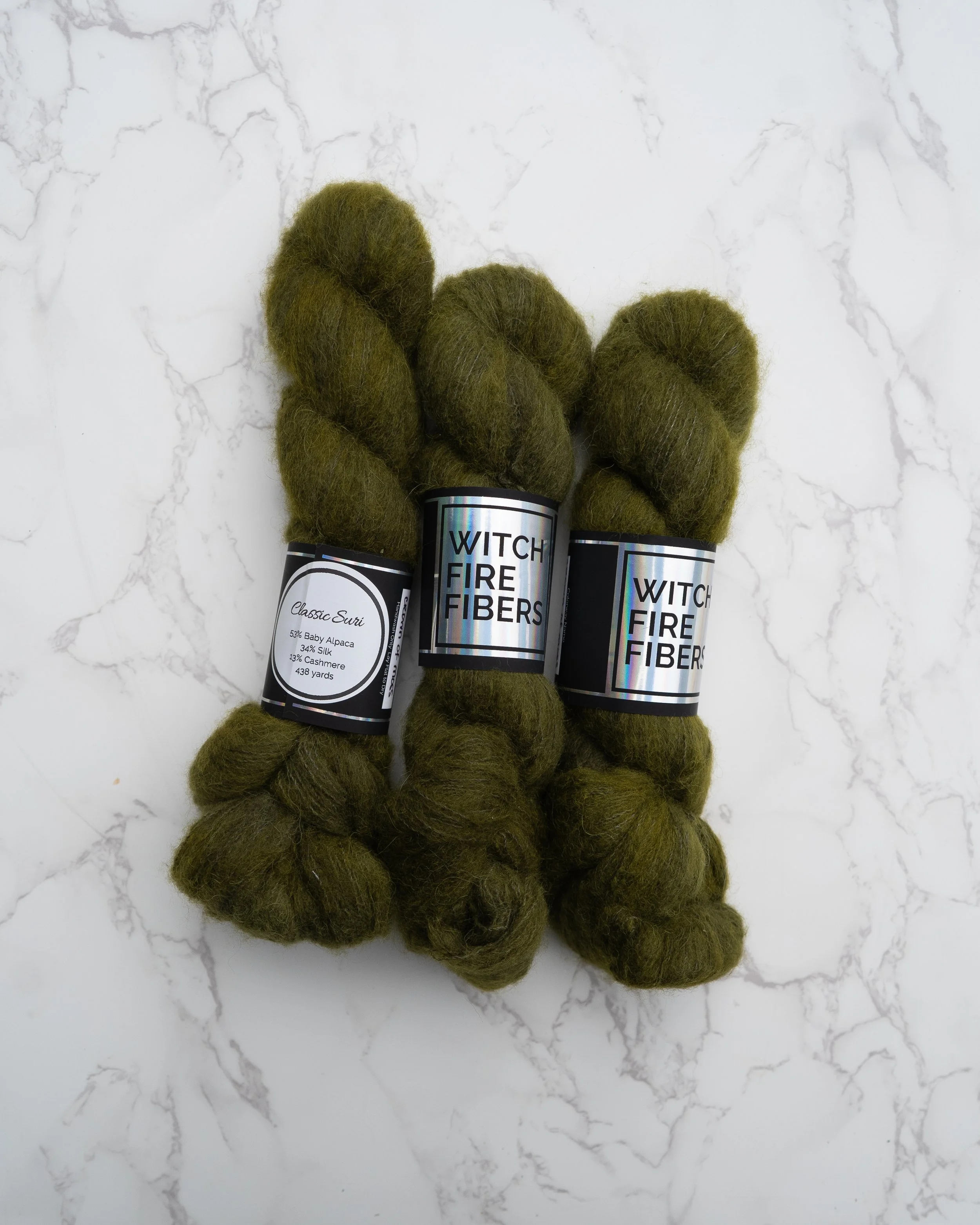 Witchfire Fiber - Classic Suri in Moss (3 skeins)