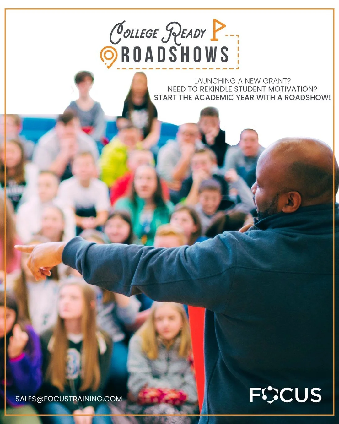 📈 Launch your grant or create hype for the #NewSchoolYear!! 

Our collaborative, high-energy, assembly-like #CollegeReady Roadshows can be customized to meet your needs! Email us today to ask how 📨 sales@focustraining.com 

Ready your students for 