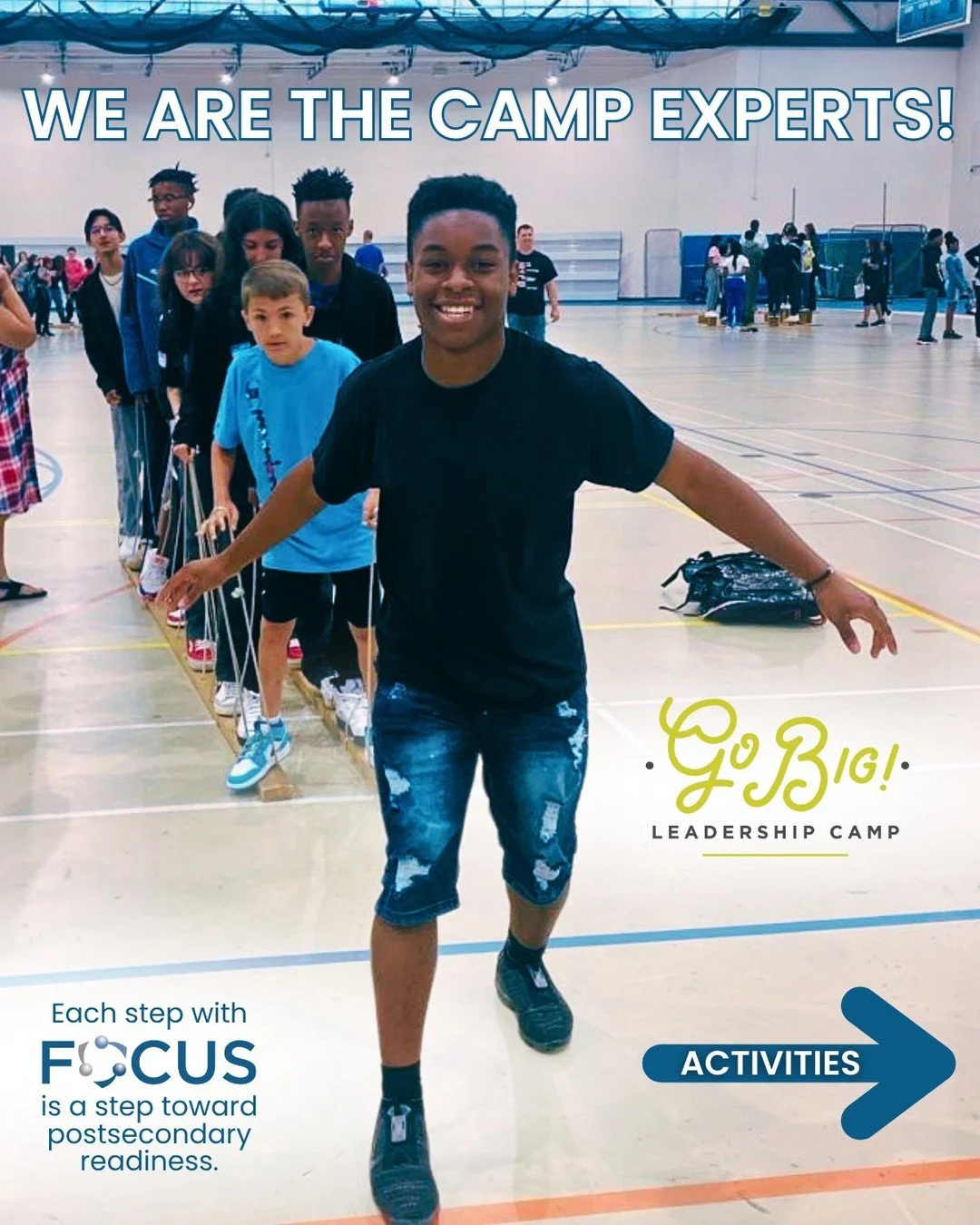 Building strong teams, communicating with confidence, creating action plans, and presenting goals with pride are just a few skills students gain through a FOCUS Go BIG! Leadership Camp.

Together, we&rsquo;re building lifelong learners ready to Go BI