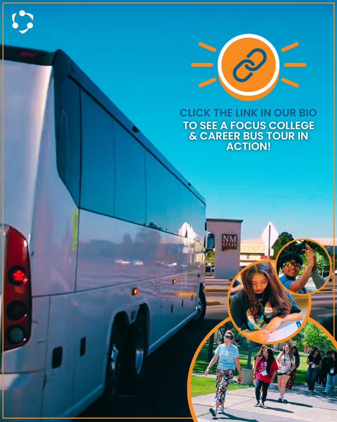 Student connection &gt; endless logistics 🎓🚌 

Let FOCUS Training build your custom bus tour agenda, schedule campus visits, and handle transportation, meals, housing, and overnight security. ➡️ Then, enjoy your time on the bus as our expert facili
