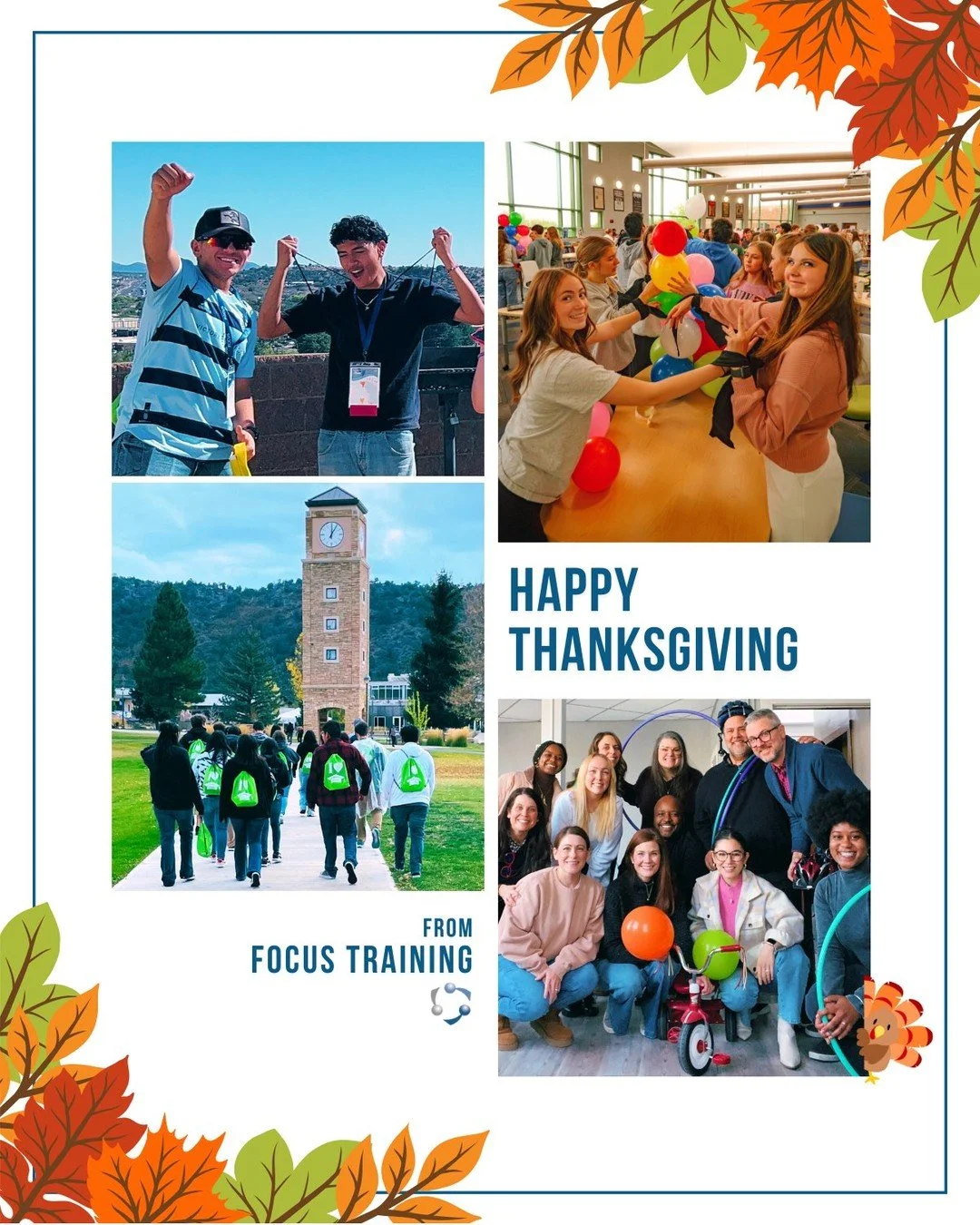 We have a lot to be thankful for this year, including each and every one of you!

We are endlessly thankful for our partnership and can't wait to see what's next. Happy Thanksgiving from #FOCUStrainingEDU 🦃💙