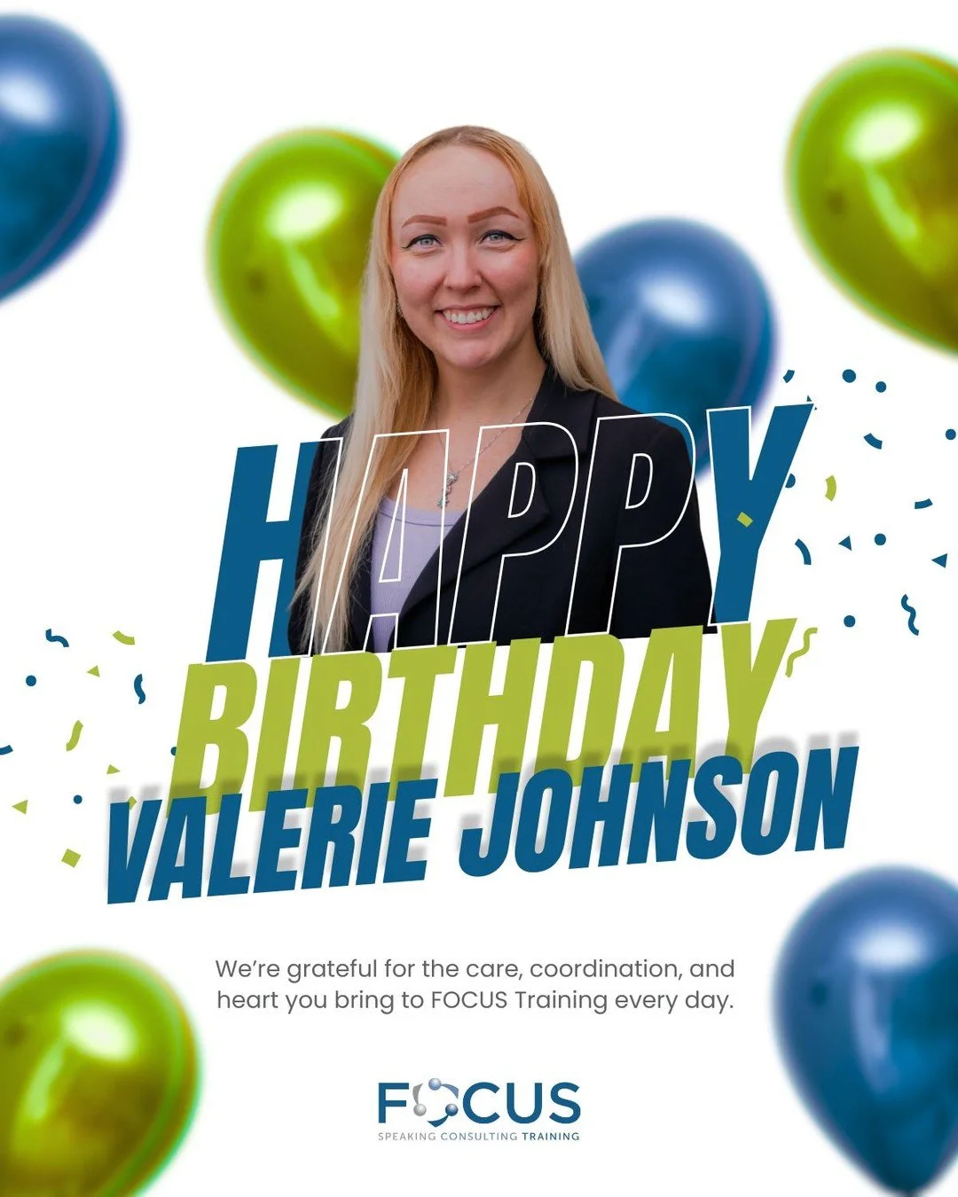 Today we&rsquo;re celebrating Valerie! 🎉

From marketing to the behind-the-scenes logistics that make our programs possible, we&rsquo;re grateful for the care, coordination, and heart she brings to FOCUS Training every day. 💙

Side note: She did no