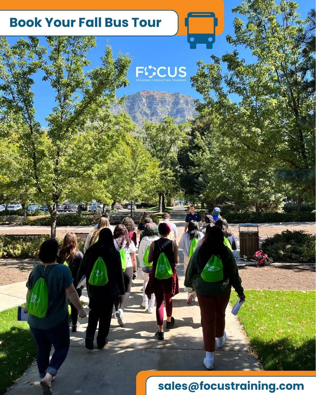 It's time to book your fall bus tours! 🚌 

FOCUS Training works collaboratively with your team to create a premier experience customized to meet your specific needs. On a FOCUS Bus Tour, you can expect: 

✅ Take-home curriculum
✅ Registration &amp; 
