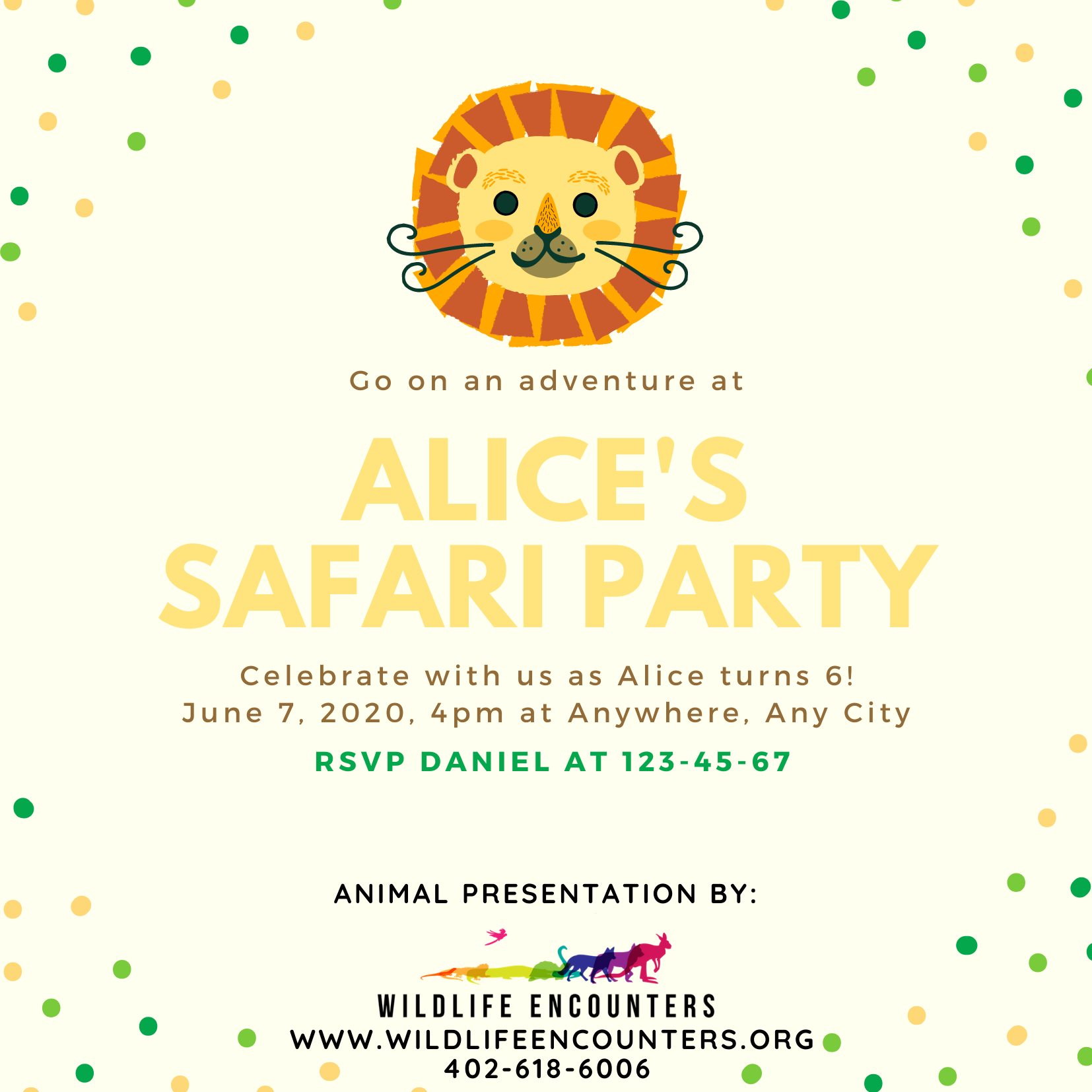 Cream Dotted Lion Safari Birthday Invitation.png