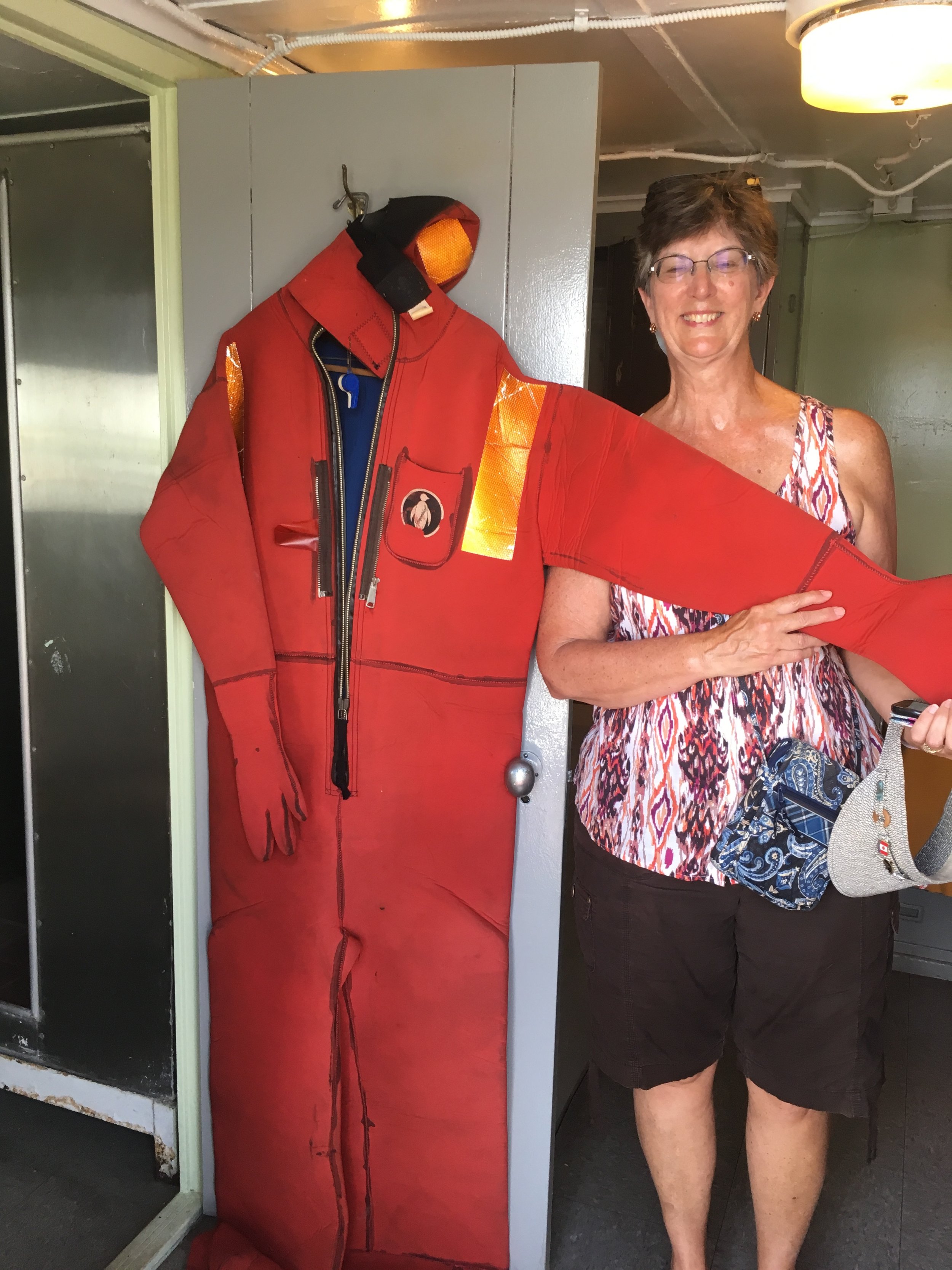 Barb Steinmetz still looking for the man that belongs to this foul weather gear!