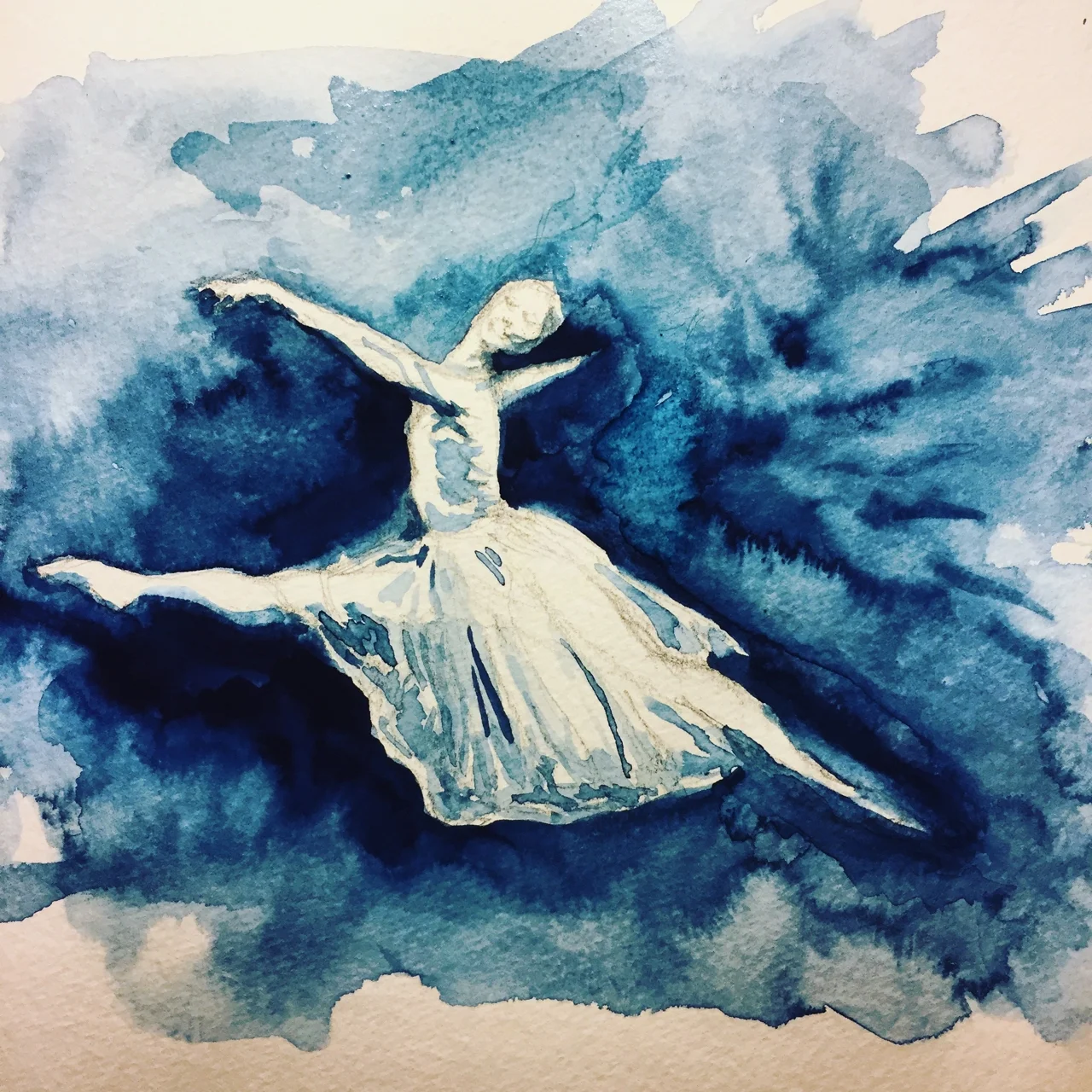 Dancer #1 8"x8" watercolor on paper © Miranda Loud 2018