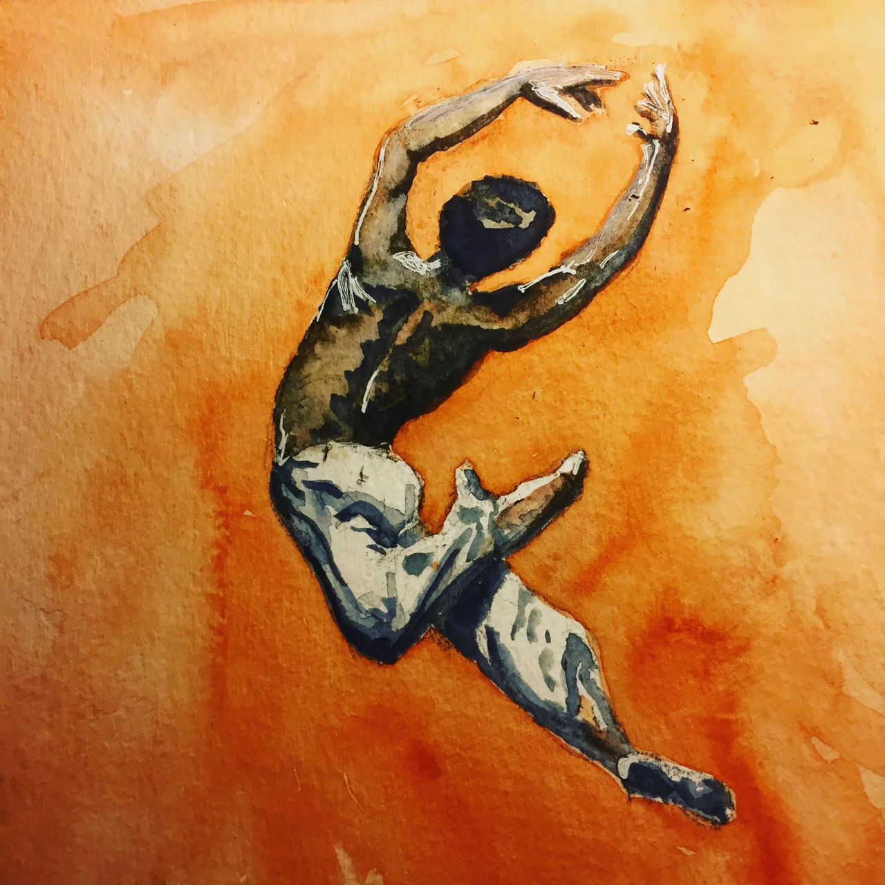 Dancer #4 watercolor 8x8 on paper