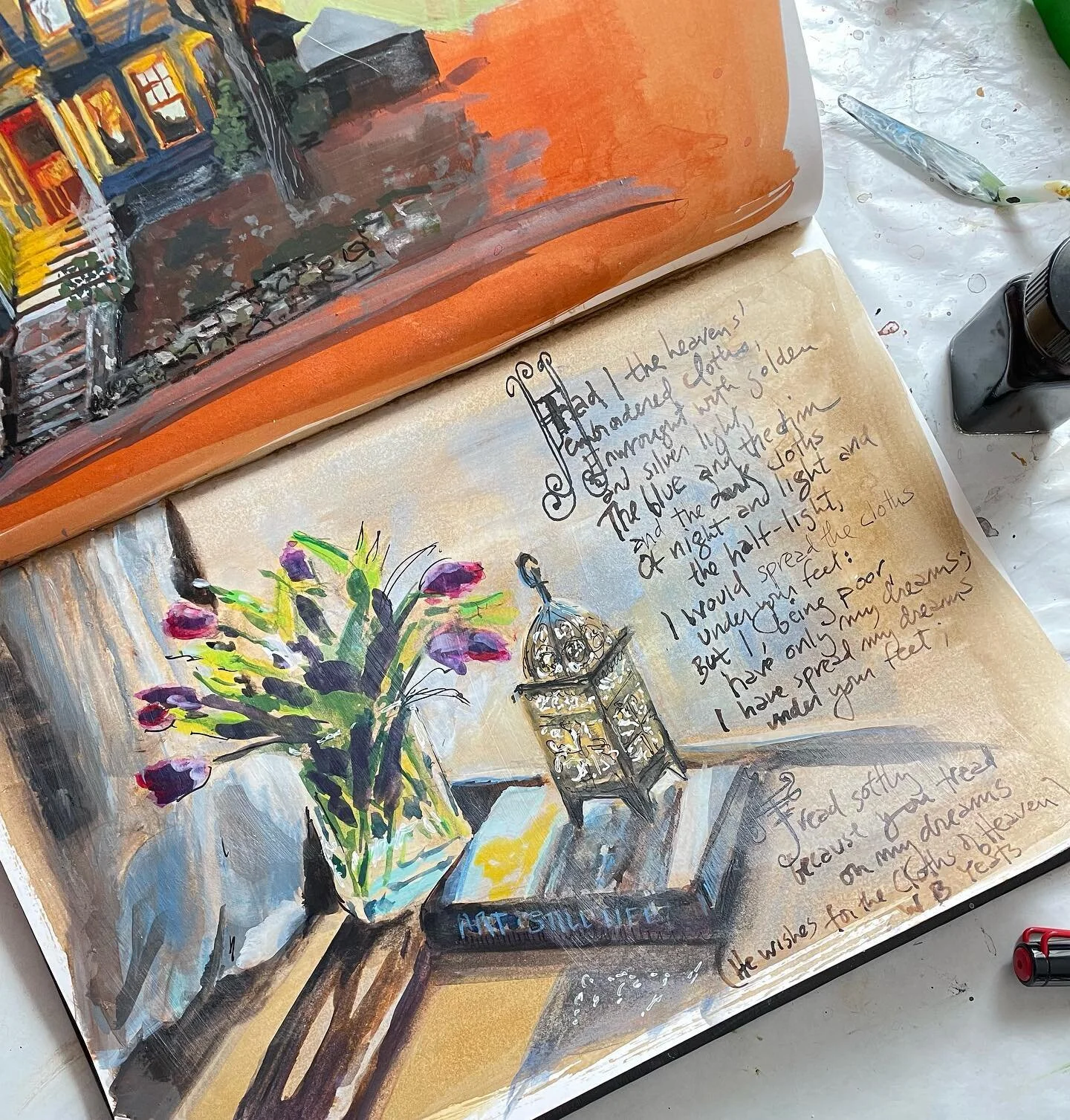 #yeats He Wishes for the Cloths of Heaven. Filling my journal with poetry and light.