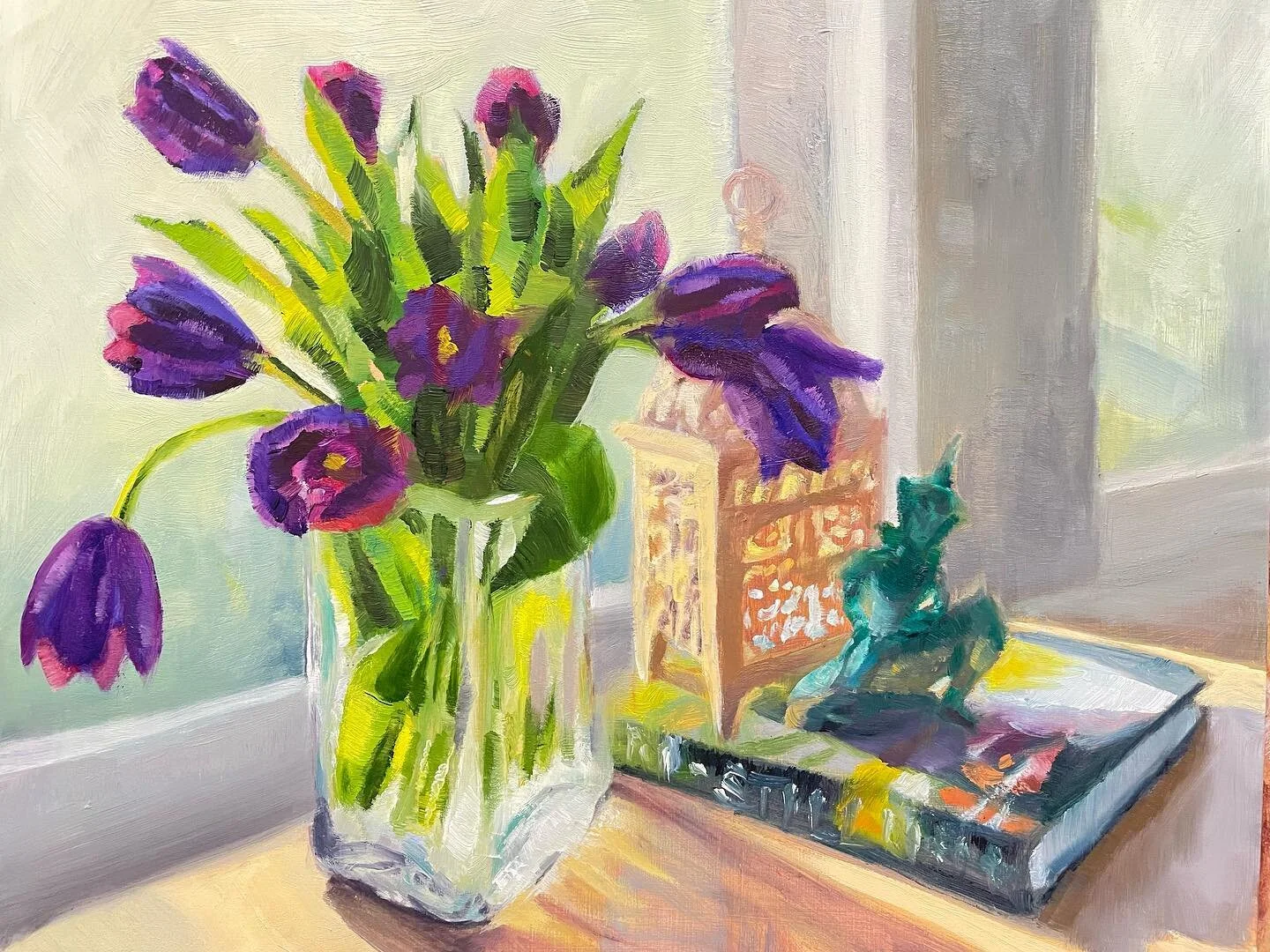 Reworked tulips #oilpainting #oilpaint #stilllife #lightpainting
