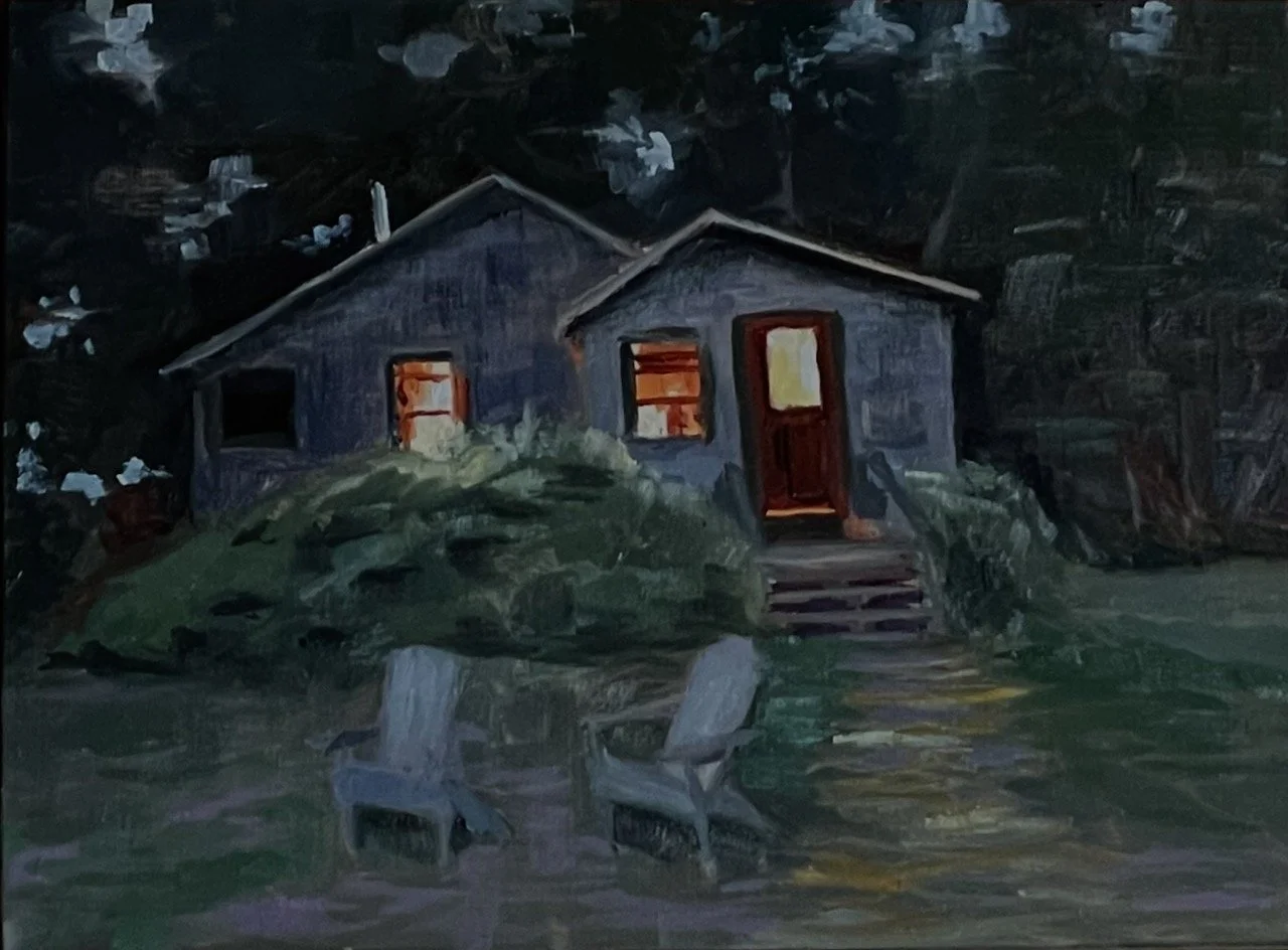 Tamaracks at Dusk. 6x8 oil on panel. SOLD