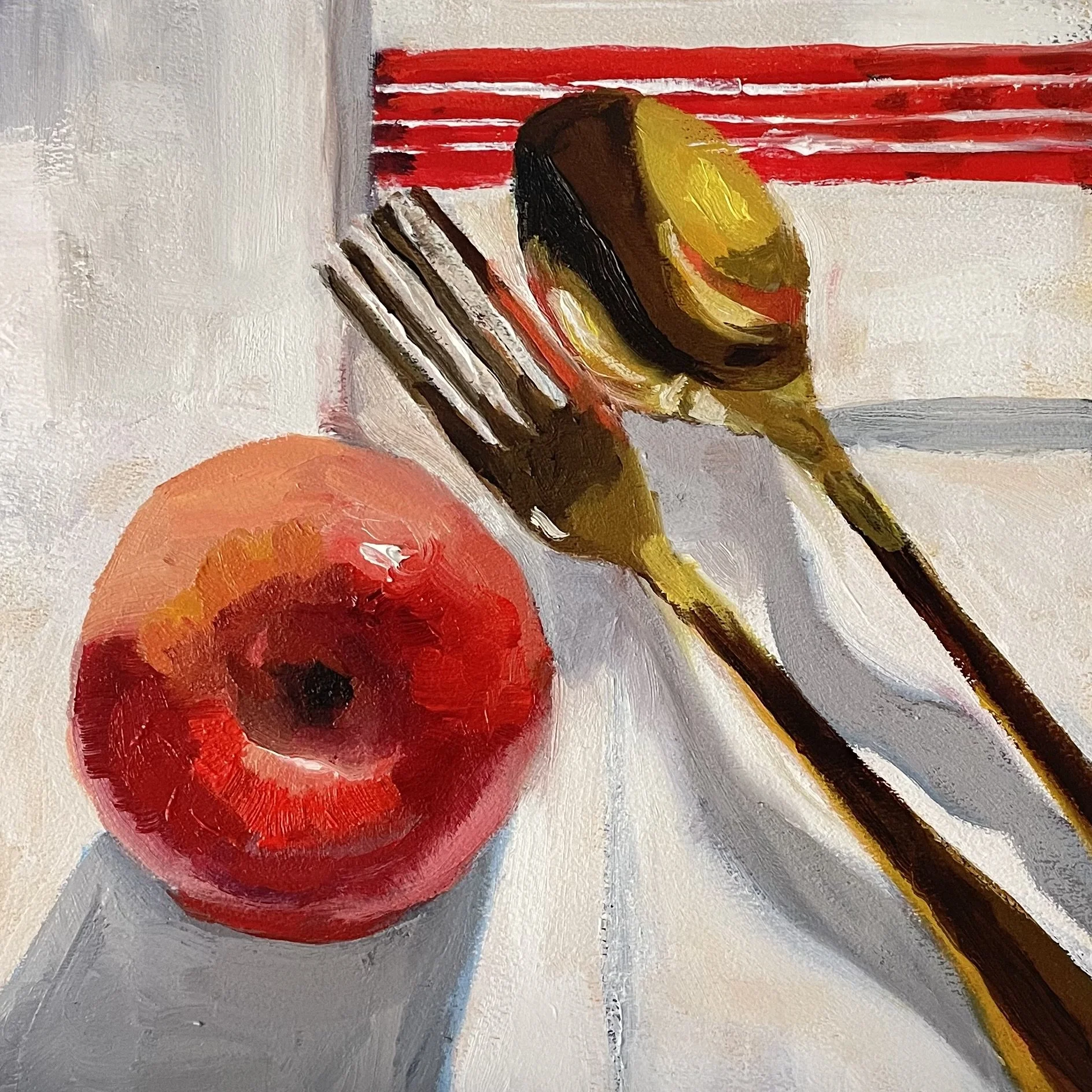 Morning Sun on the Table. 6x6 oil on panel. $300. Available