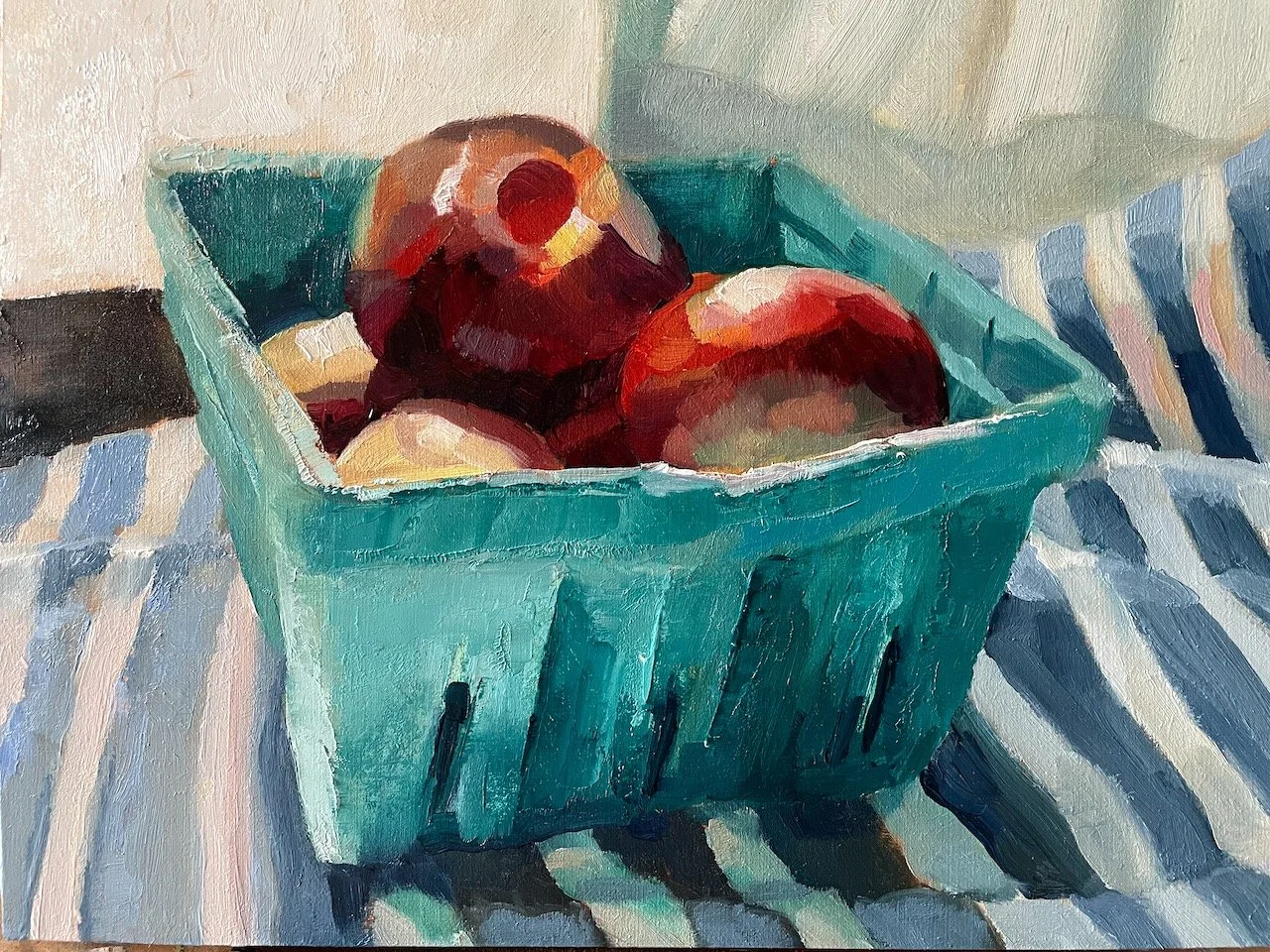 Summer Plums. 10x12 oil on panel framed. $800. Available.