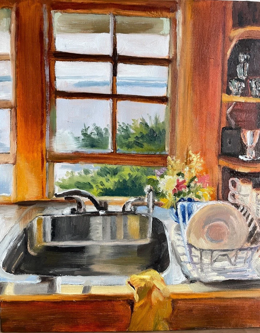 Sun on the Water. 8x10 oil on panel. Private Collection.