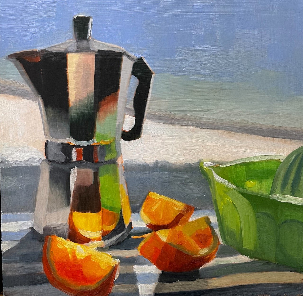 The Joy of Fresh Citrus. 10x10 oil on cradled panel. $600. Available.