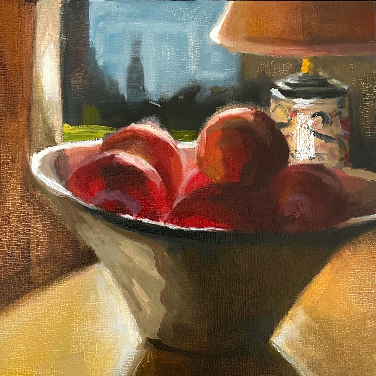 Apples in Golden Light - 6x6 oil on panel (unframed) $300. Available.