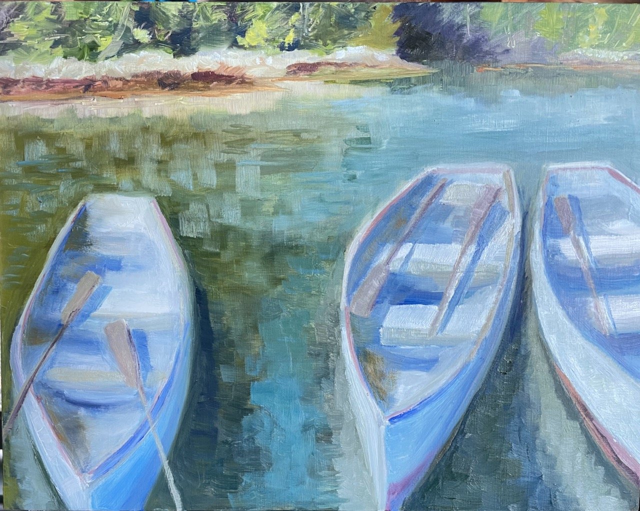 Boats in Stand Cove. 11x14 oil on panel. SOLD