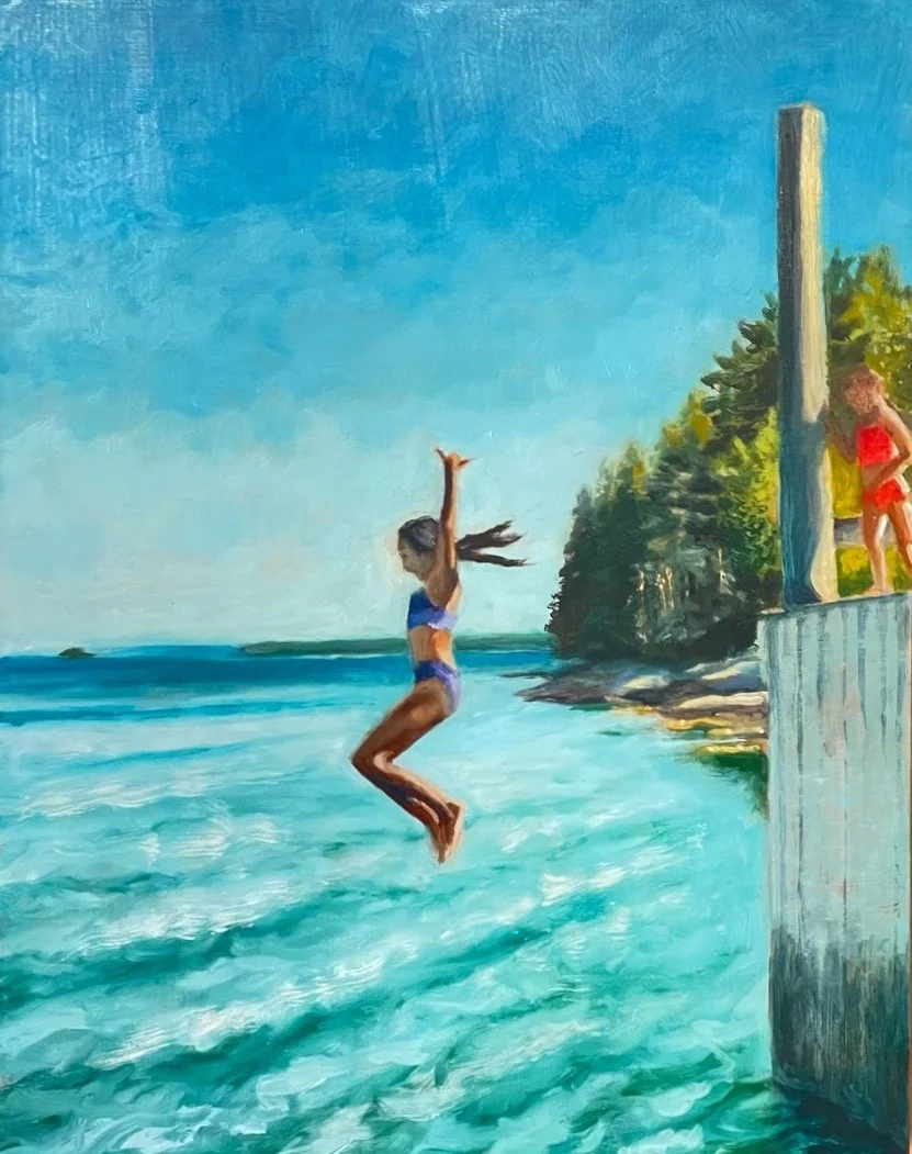 Kate Leaps. 11x14 oil on panel.