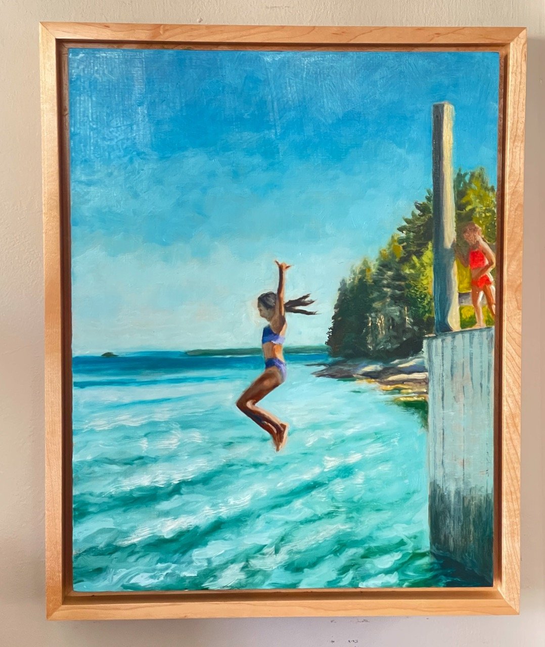 Kate Jumping - 11x14 oil on panel framed in maple.