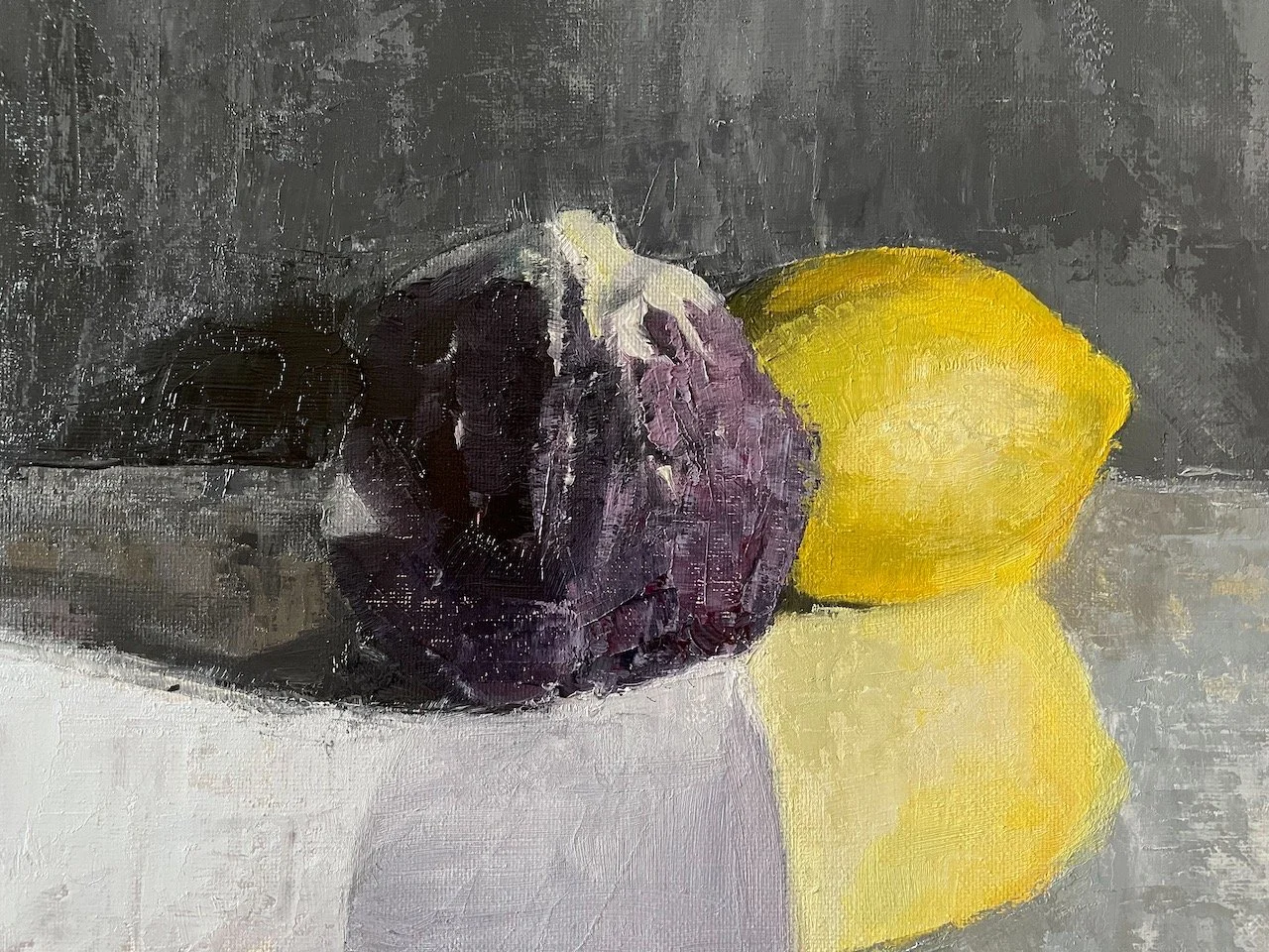 Still LIfe With Lemon and Radicchio. 9x12 oil on panel. $400. Available.