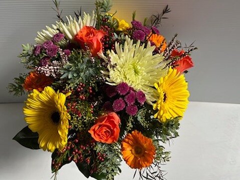 Bright flower bouquet for any occasion. Call Fiona on (02) 4992 3555, she will create something especially for you.#Countryelegancegardensgifts #dungogflorist