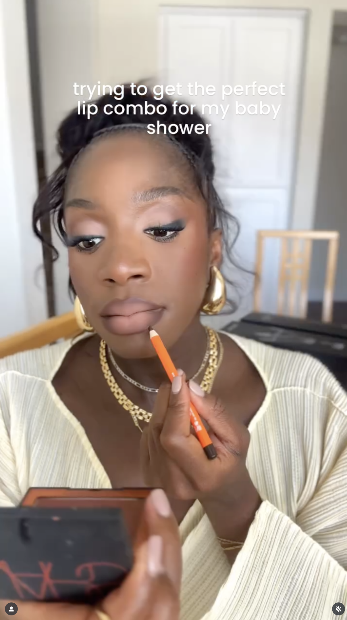 trying to get the perfect lip combo for my baby shower