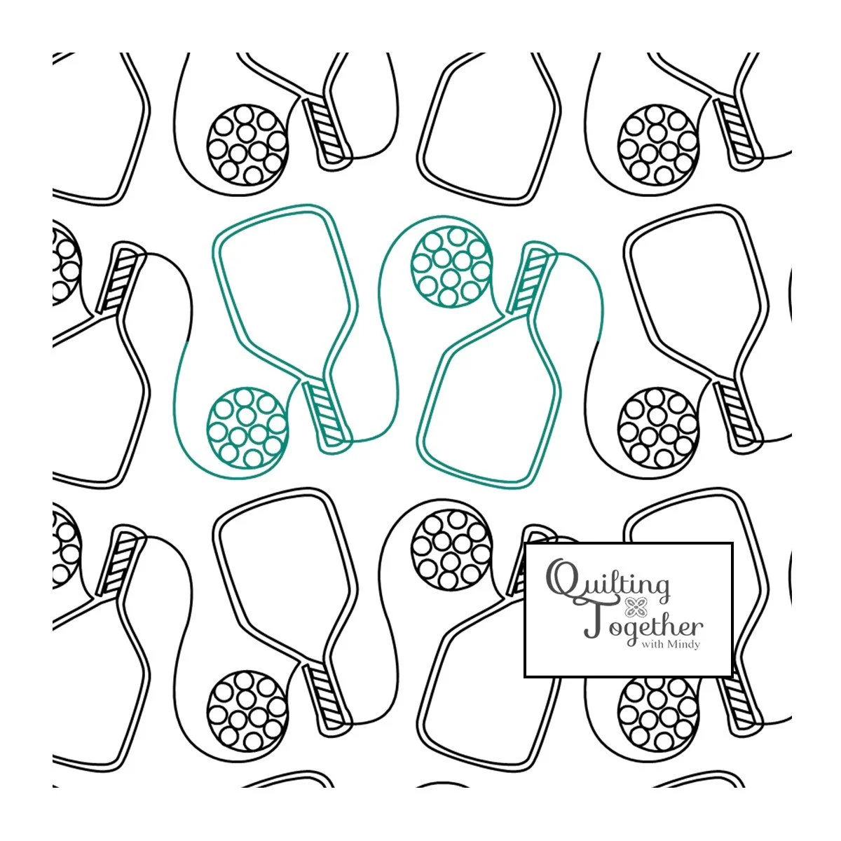 Let's Play Pickleball Digital Panto Design for Longarm Quilting Edge to Edge Pantograph