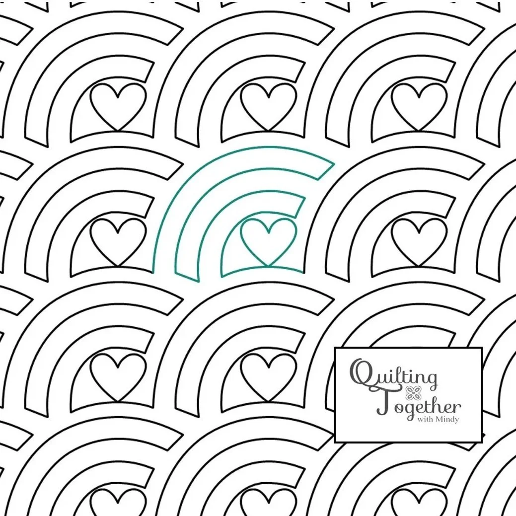 Heartstruck Fan Digital Panto Design for Edge to Edge E2E Longarm Quilting Pantograph