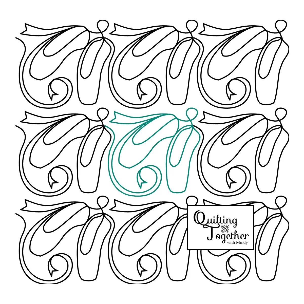 Ballet shoes panto digital design for longarm quilting edge to edge e2e point shoes pantograph