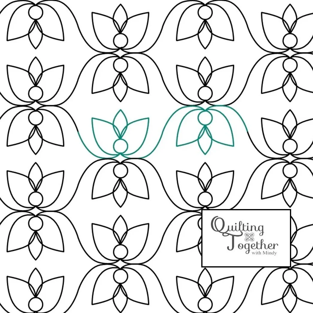 Damask Tulip Digital Pantograph | Floral E2E Quilting Design for Longarm Quilting and Embroidery
