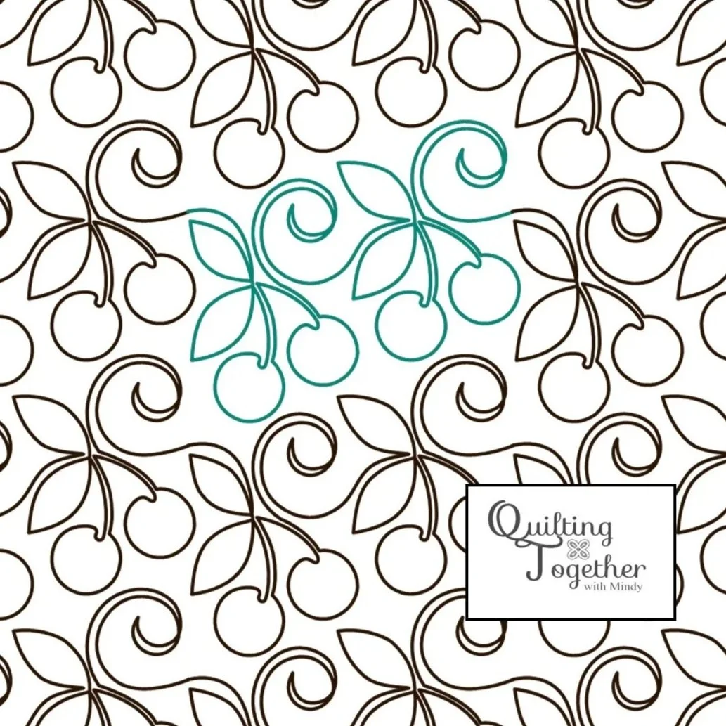 Sweet Cherries Digital Panto Design for Longarm Quilting Edge to Edge E2E Pantograph