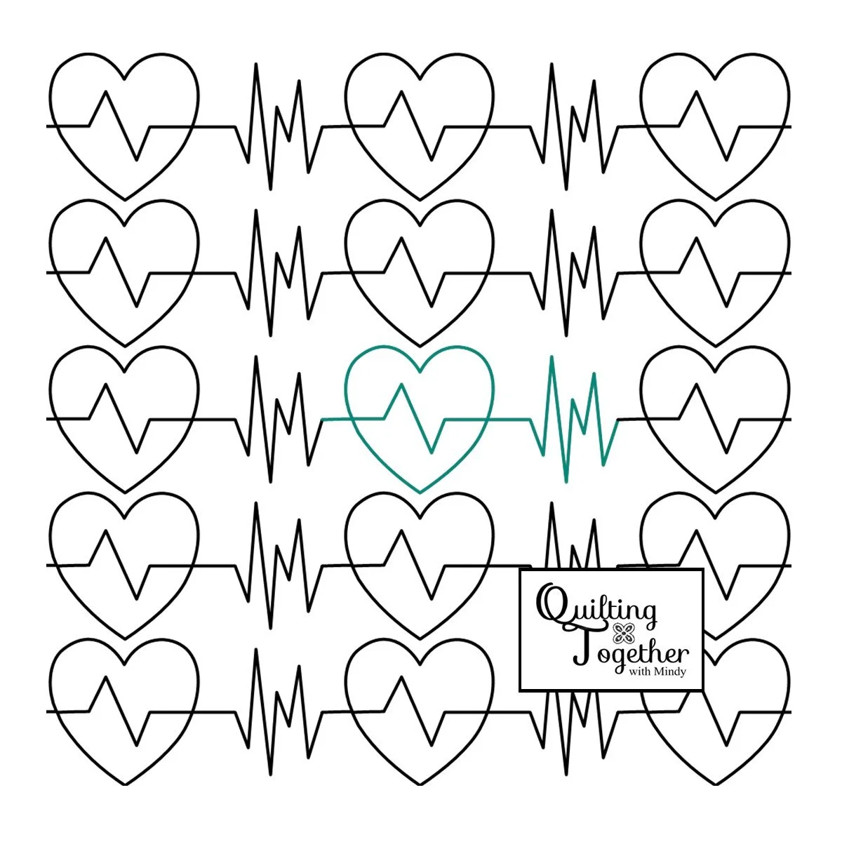 Heartbeat Panto Digital Design for Longarm Quilting Edge to Edge E2E Heart Pantograph