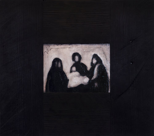 (Un)known Six, 2017, Oil on Board (Burnt Frame)