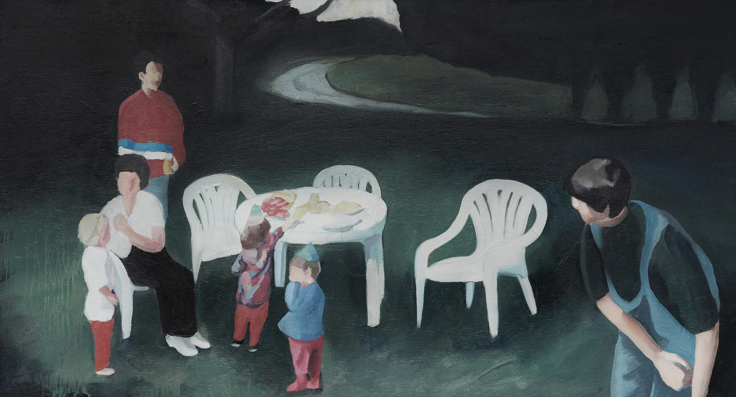 Gathering Sixteen (Birthday II), Oil on Board, 600 x 1200