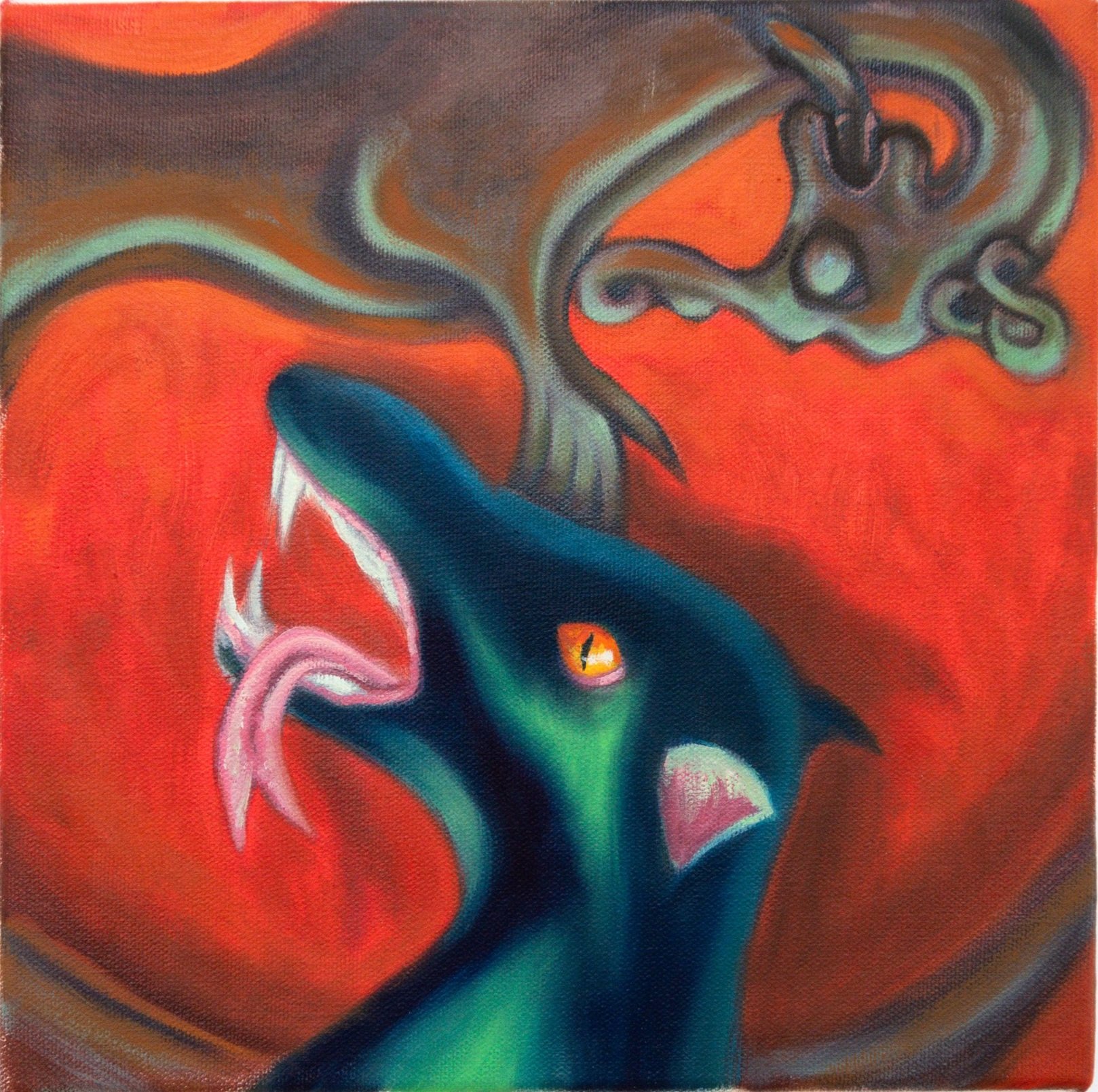 Two different creatures, 2024, 250mm x 250mm, oil on canvas
