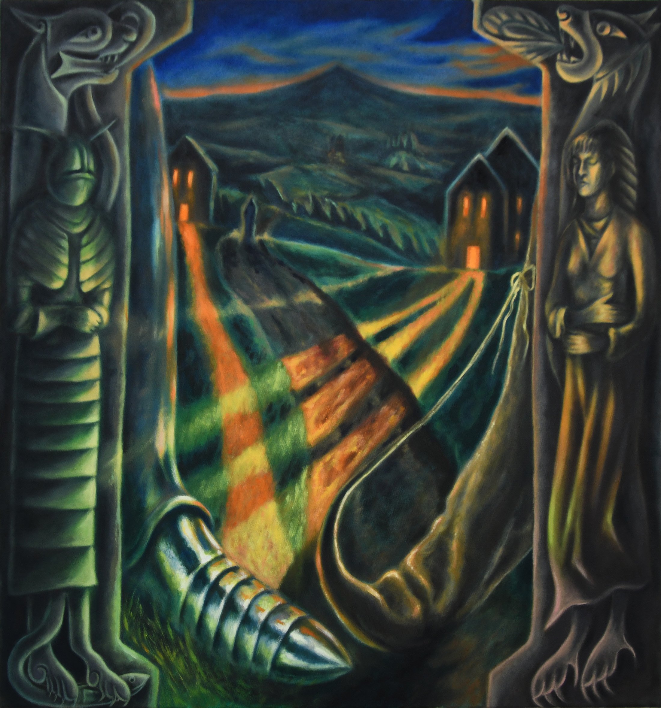 Take care where you step (crossing light), 2024, 750mm x 700mm, oil on canvas