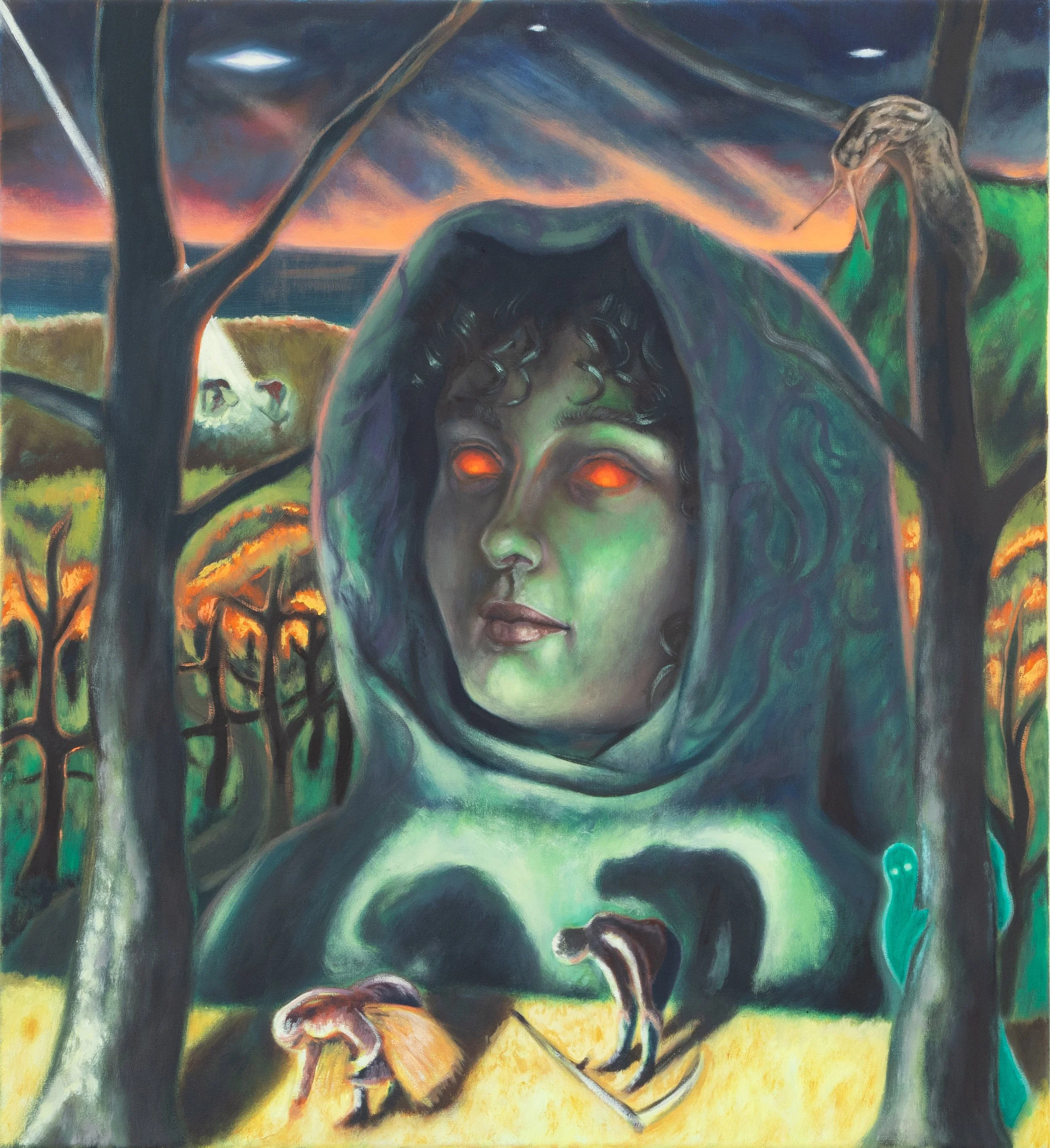 Watchers, 2026, Oil on canvas, 550mm x 500mm