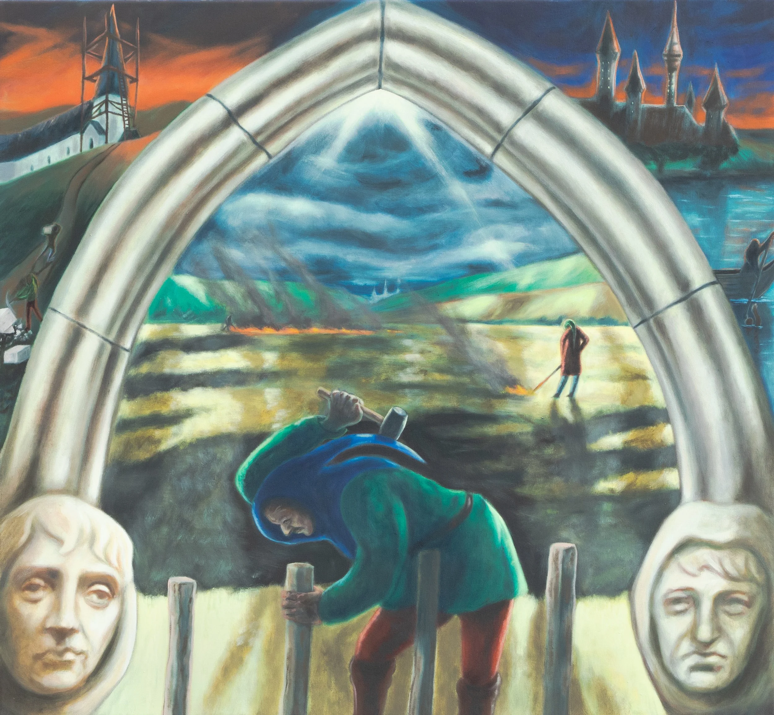 Stake Driver, 2026, Oil on canvas, 600mm x 650mm