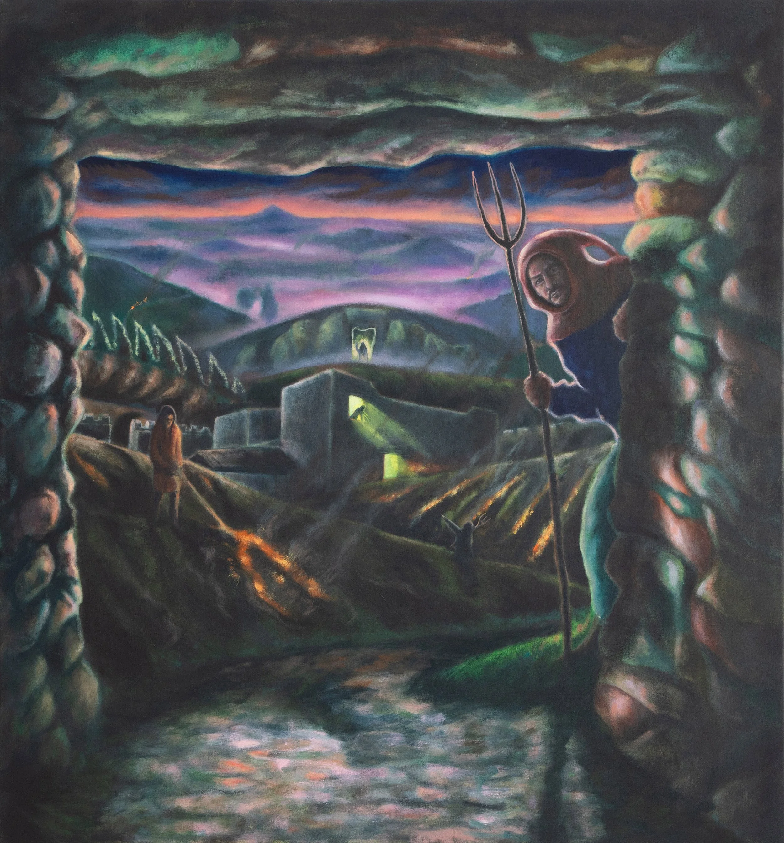 Looking in, looking out, 2026, Oil on canvas, 700mm x 650mm
