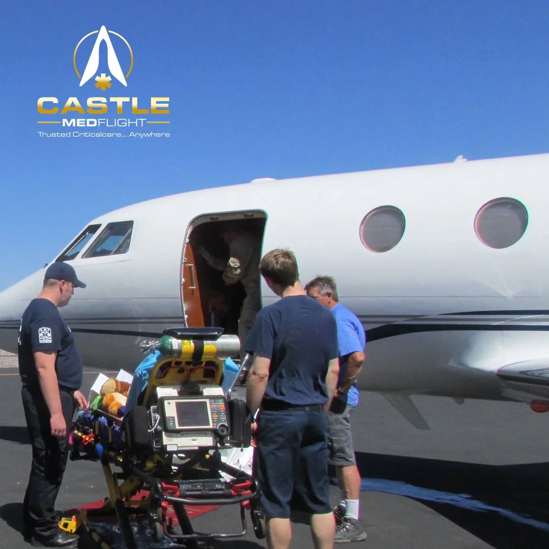 A critical care patient being loaded onto one of our airframes