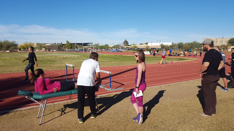 Head sprints and hurdles coach Laura Turner-Alleyne with Altis head coach Dan Pfaff in Phoenix