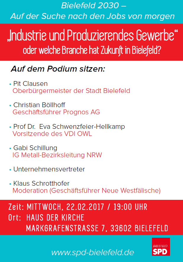 22.02.2017: AK Arbeitsmarkt und Wirtschaftspolitik - Welche Branche hat Zukunft in Bielefeld