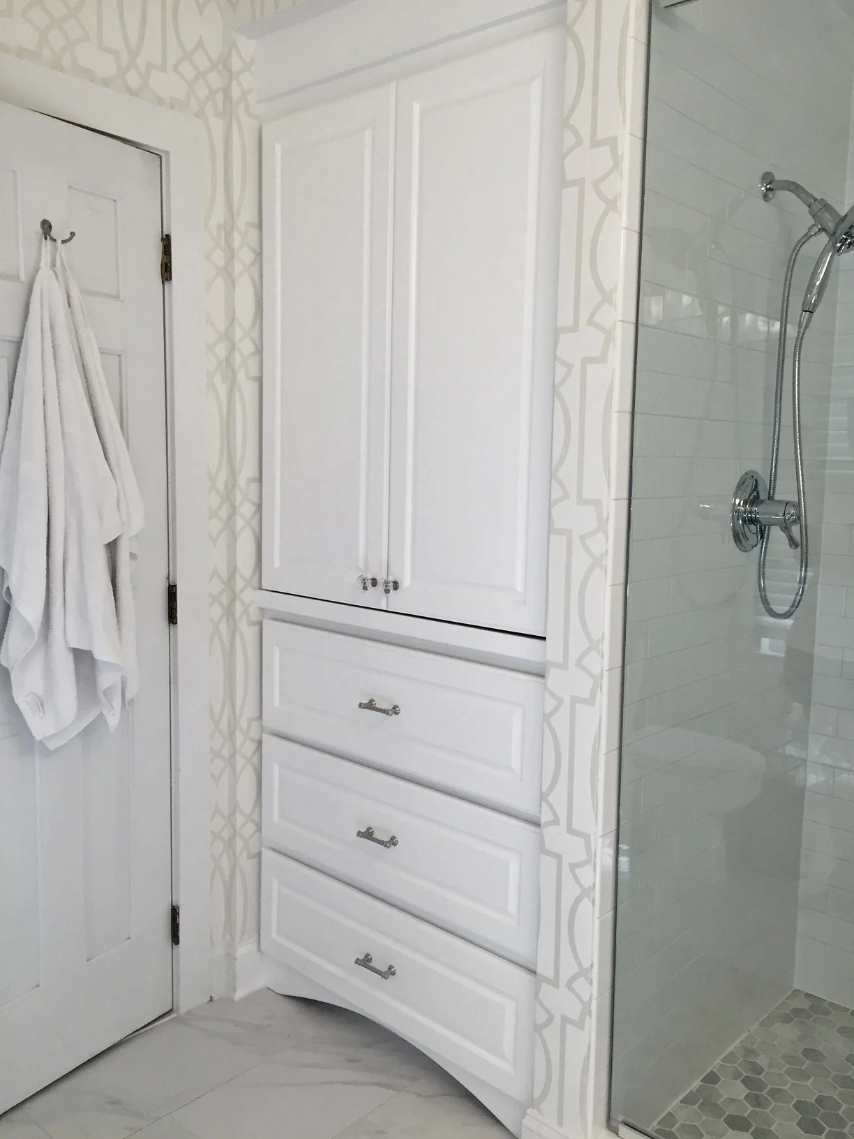 linen tower cabinets on Bathroom Cabinets Woodmaster Custom Cabinets Raleigh Durham Wake Forest Cary Woodmaster Custom Cabinets