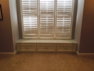 Custom Window Seat with Shaker Doors and Painted Countertop